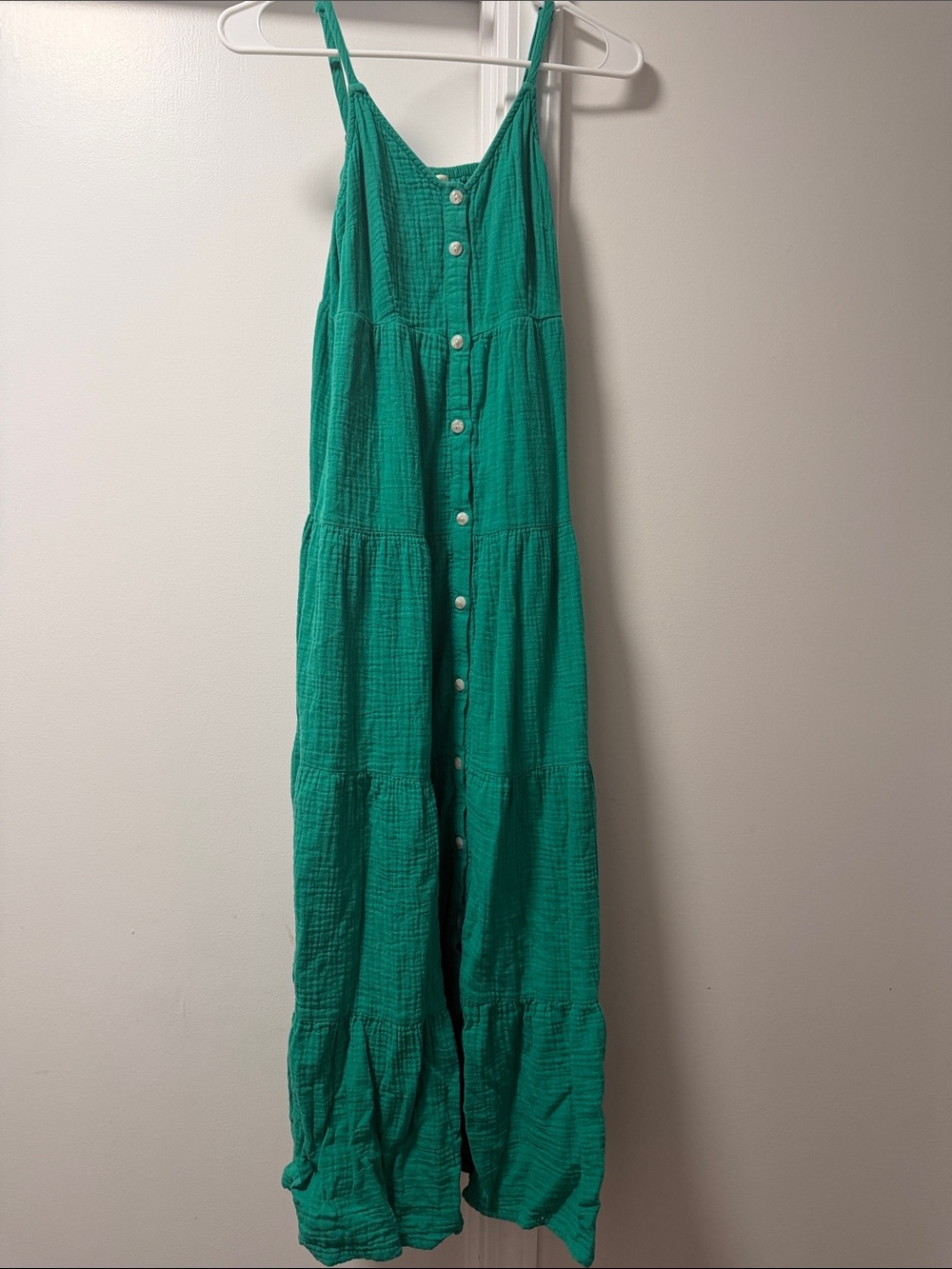Universal Thread Emerald Green Button-Front Tiered Jumpsuit